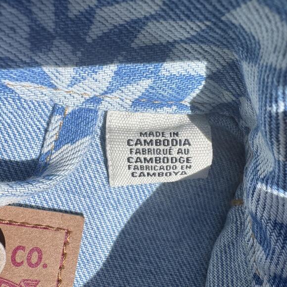 Levis Trucker Jacket Womens Small Denim Button Up Checkered New With Tags - Picture 8 of 11